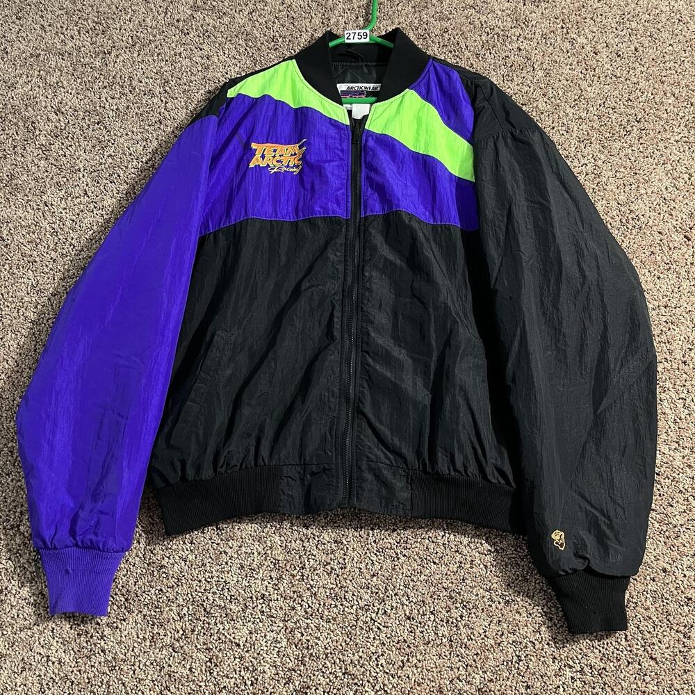 Vintage Team Arctic Racing Jacket Mens Black Purple Green Arcticwear USA‎ 90s